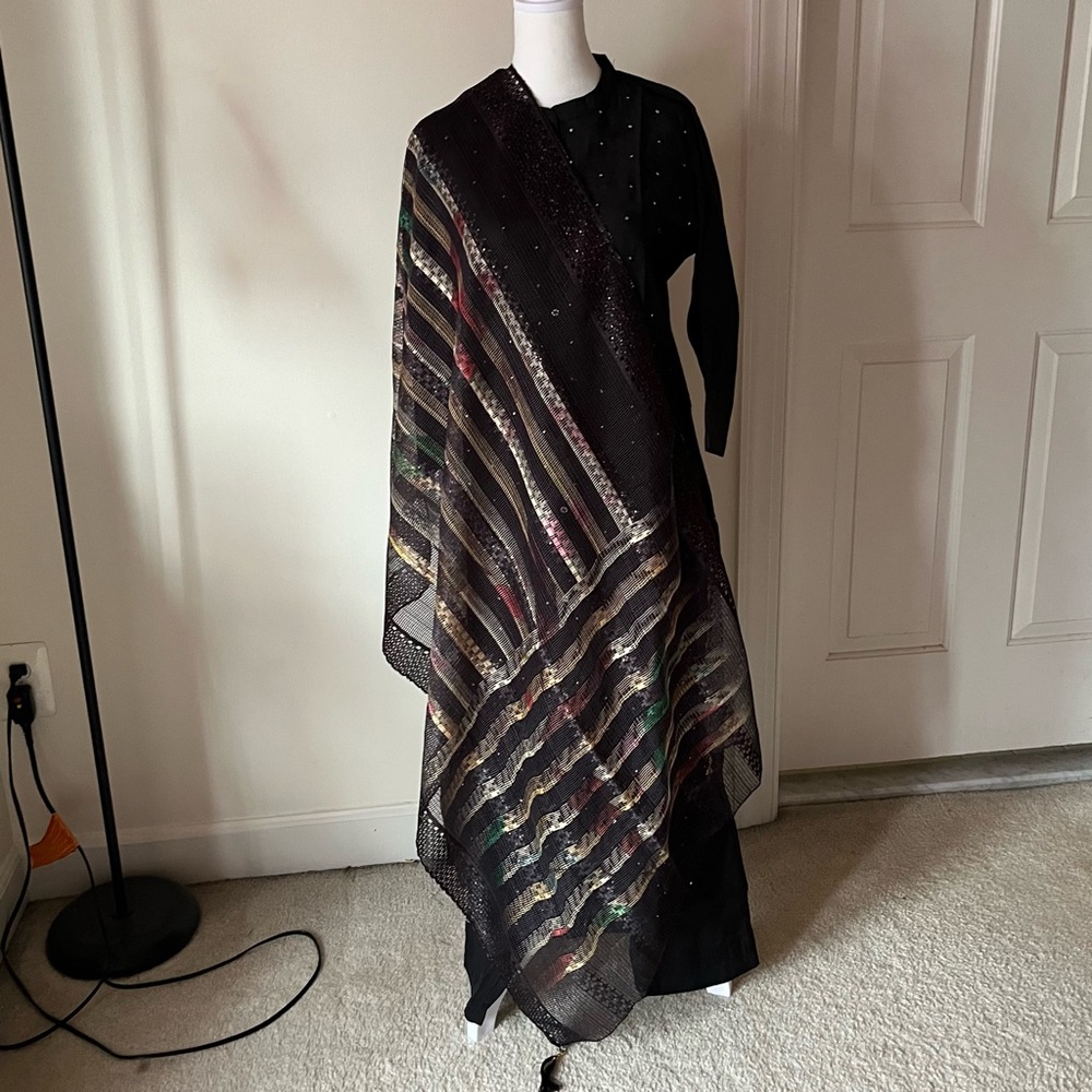Black and Multicolor Shalwar Kameez
